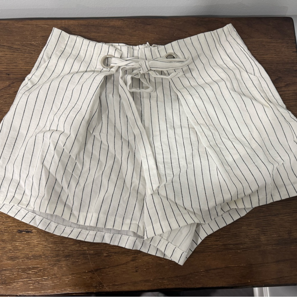 Striped White Women's Shorts